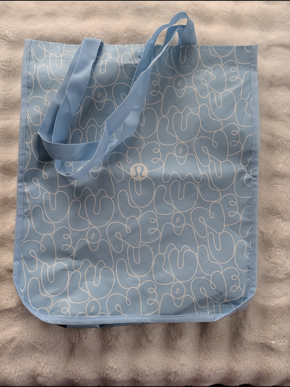 lululemon athletica Light Blue Tote with White Abstract Print